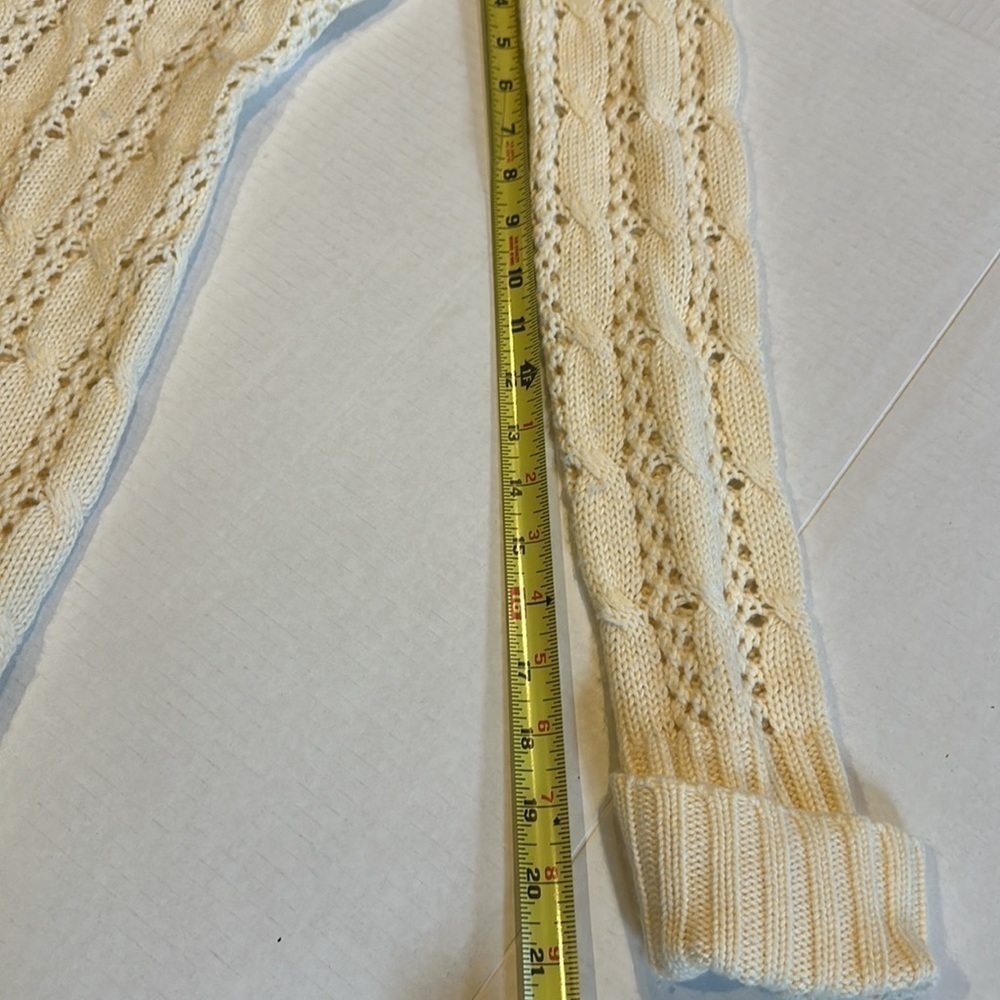 The Limited open front vanilla sweater cuff sleeves Anita wool acrylic small - Picture 5 of 10